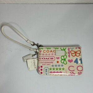 Coach Y2K Multicolor White Band Wristlet NWT